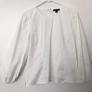 J.Crew White Cotton Puff Sleeve Top